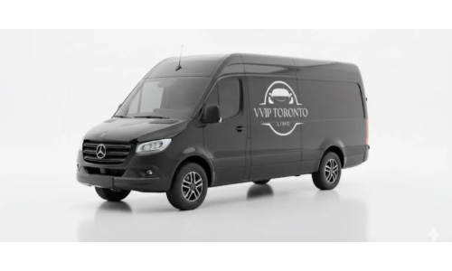 Black Mercedes Sprinter van for group airport transfer from Billy Bishop — VIP Airport Limo Toronto